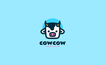 Design de logotipo de mascote simples de vaca 1