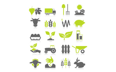 Een set iconen rond het thema landbouw