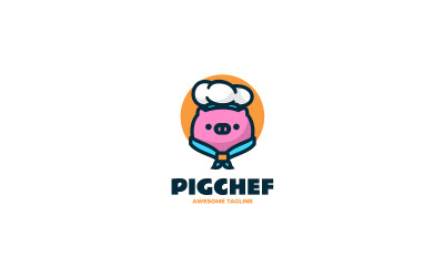 Pig Chef Mascot Cartoon Logo 2