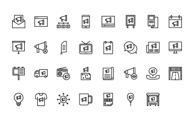 Ready to Use Outline Style Advertisement Icon Set
