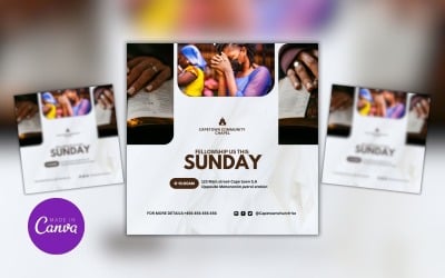 Fellowship With Us Sunday Service Design Template Card