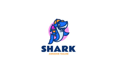 Köpekbalığı Maskot Karikatür Logo Tasarımı 1