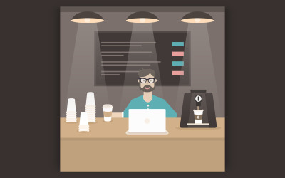 Mann trinkt Kaffee. Vektorillustration