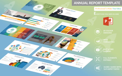 Modelo de PowerPoint de relatório anual.