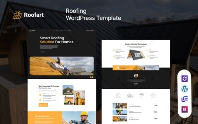 Roofart - Responsivt WordPress Elementor-tema för takläggningsföretag