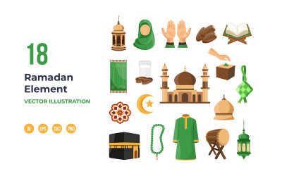 Нарисованные вручную элементы Рамадана