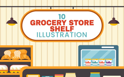10 Ilustración del estante de una tienda de comestibles