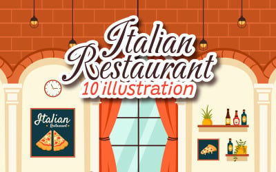 10 Italiaans eten Restaurant illustratie