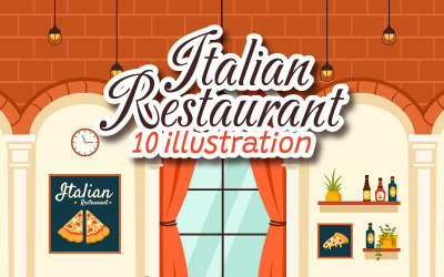 10 olasz étel étterem illusztráció