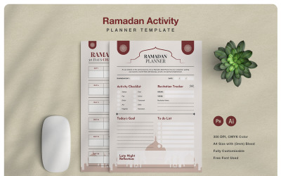 Modelo de planejador de atividades do Ramadã