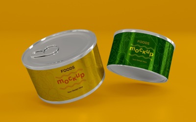 Twee metalen voedselblikverpakkingen Mockup 05