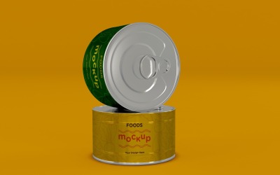 Twee metalen voedselblikverpakkingen Mockup