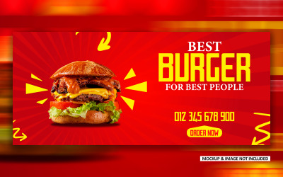 Best Burger Comida rápida Plantilla EPS de diseño de banner de portada de anuncio de redes sociales