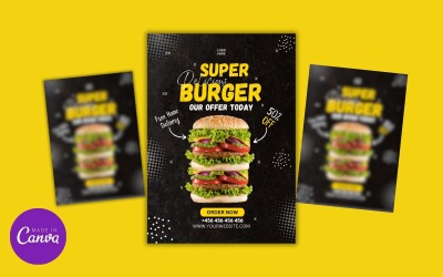 Burger gyorsétterem szórólap tervezősablon