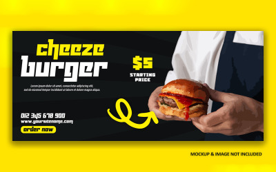 Cheeze pizza Social media advertentie cover banner ontwerp EPS-sjabloon