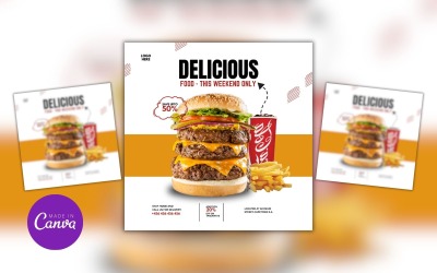 Lahodný Burger Canva Design šablona