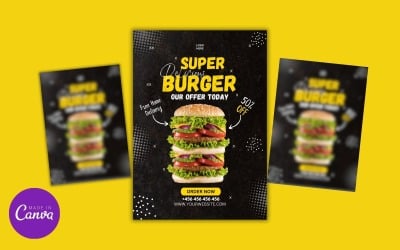 Modello di progettazione volantino fast food per hamburger