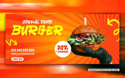 Modello EPS per il design del banner di copertina dell&amp;#39;annuncio speciale sui social media per Burger