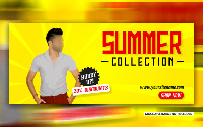Plantilla de diseño EPS de banner de anuncios promocionales de redes sociales de colección de verano