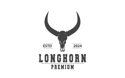 Projekt logo zwierząt Longhorn Vintage V2
