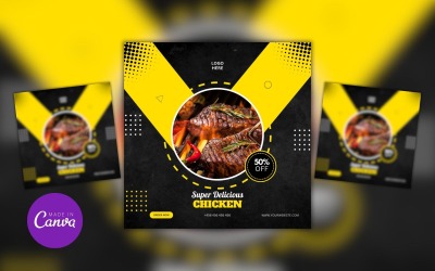 Publicación de plantilla de diseño de menú de comida deliciosa de restaurante