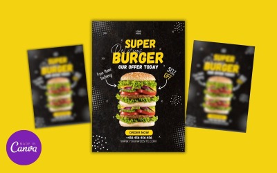Šablona návrhu letáku s burgerem rychlého občerstvení