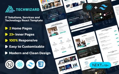 TechWizard: plantilla de reacción de tecnología y servicios de soluciones de TI de Next js