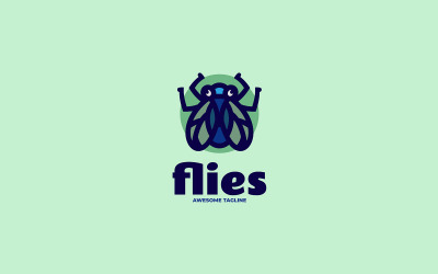 Sinekler Böcek Basit Maskot Logosu