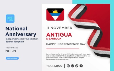 Banner De Celebración Del Día De La Independencia Nacional De Antigua Y Barbuda