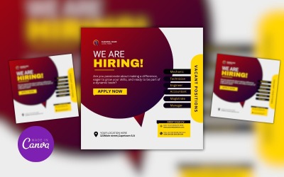 Plantilla de diseño de contratación para publicación de Instagram