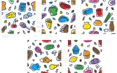 Yiyecek ve İçecek Doodle Deseni