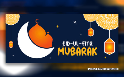 Eid pozdrav post design s tučným mandala umění EPS vektor banner šablony návrhu.