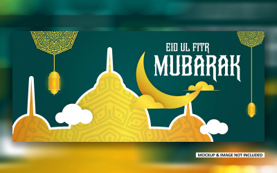Eid-groetpostontwerp met gewaagde mandala-kunst EPS-vectorbannerontwerpsjabloon