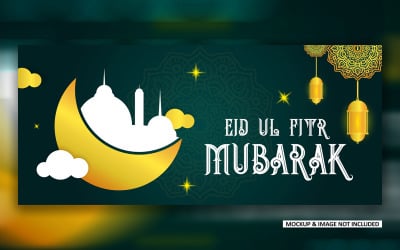 Projekt postu z pozdrowieniami Eid z odważnym projektem banera wektorowego EPS z mandalą