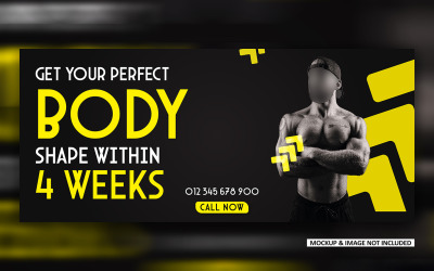 Get Fit Gym fitness modelli promozionali di banner di copertina vettoriale EPS per social media