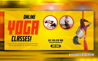 Plantillas de banner de portada vectorial EPS de redes sociales promocionales de fitness en línea