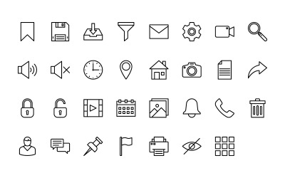 Ready to Use Outline Style User Interface Icon Set