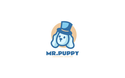 Logo de dessin animé de mascotte de M. Puppy