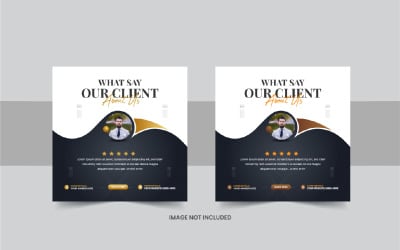 Customer feedback social media post or  client testimonial template design layout