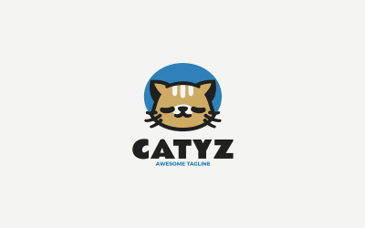 Kat eenvoudig mascotte logo ontwerp 4