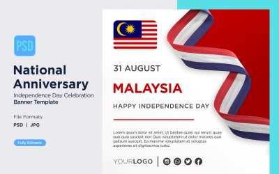 Bannière de célébration de la fête nationale de Malaisie