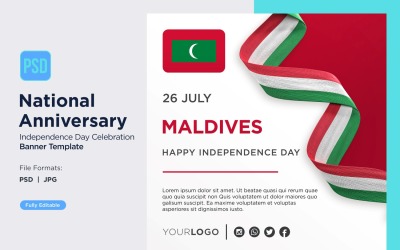 Bannière de célébration de la fête nationale des Maldives