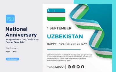 Banner per la celebrazione della festa nazionale dell&amp;#39;Uzbekistan