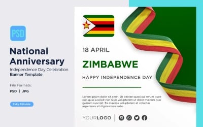 Banner voor de viering van de nationale feestdag van Zimbabwe