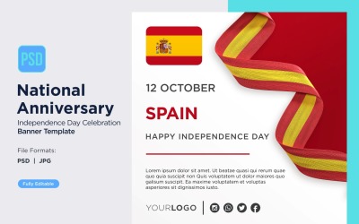 Spain National Day Celebration Banner