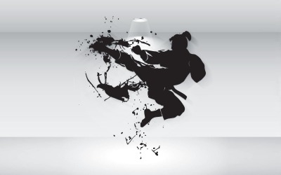 Black Silhouette Of A Karate Fighter Vector