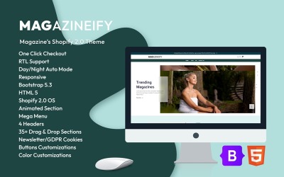 Magazineify - Shopify-thema voor boeken en Shopify-sjabloon voor tijdschriften