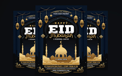 Plantilla de póster - folleto de eid mubarak