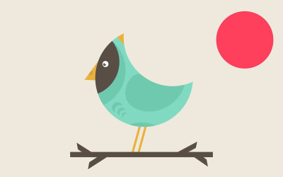 Vogel op een tak. Vector illustratie