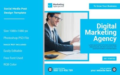 Digital marknadsföringsbyrå sociala medier och Instagram post malldesign